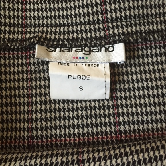 SHARAGANO PLEATED PLAID HOUNDSTOOTH MINI SKIRT - Picture 2 of 4